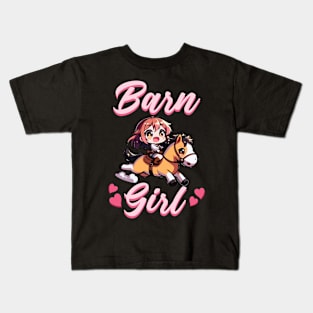 Barn Girl I Equestrian Pony Horse Fan Kids T-Shirt